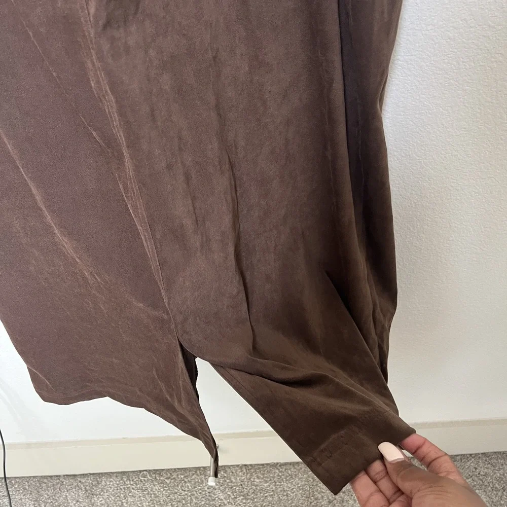 VTG 90s Women Chocolate Brown Jumper Overall Chore Dress 2X Faux Suede Western‎ - Picture 9 of 11
